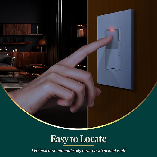 TOPGREENER 300W LED Dimmer Switch, Single Pole or 3-Way, White, 3 Pack