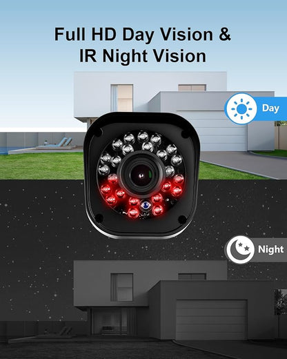 1080P Wired Security Camera System, AIWIXEN 8CH CCTV Surveillance DVR with 1TB Hard Drive, 4 x Home 5MP Wired Security Cameras Outdoor with Human Vehicle Detection, IP68 Waterproof, Remote Access