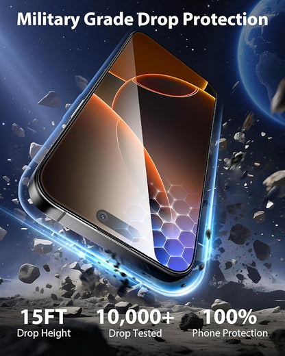 Mkeke for iPhone 16 Pro Screen Protector 3 Pack, [9H+ Hardness] [Military-Grade Drop Protection] [Sensitive Touch] [Easy Installation] [HD Clear] Full Edge Coverage Tempered Glass