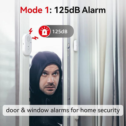 Sanjie Door Window Alarm Sensors, 3 Pack, 125dB, Volume Control | 125dB wireless sensors alert when doors or windows open, with adjustable volume, easy installation and long battery life