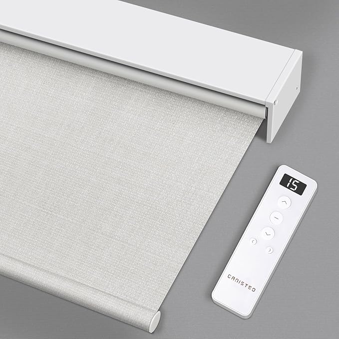 Motorized Roller Shade: Blackout, Rechargeable, Compatible with Alexa/Google Home/Apple Homekit, Aura White