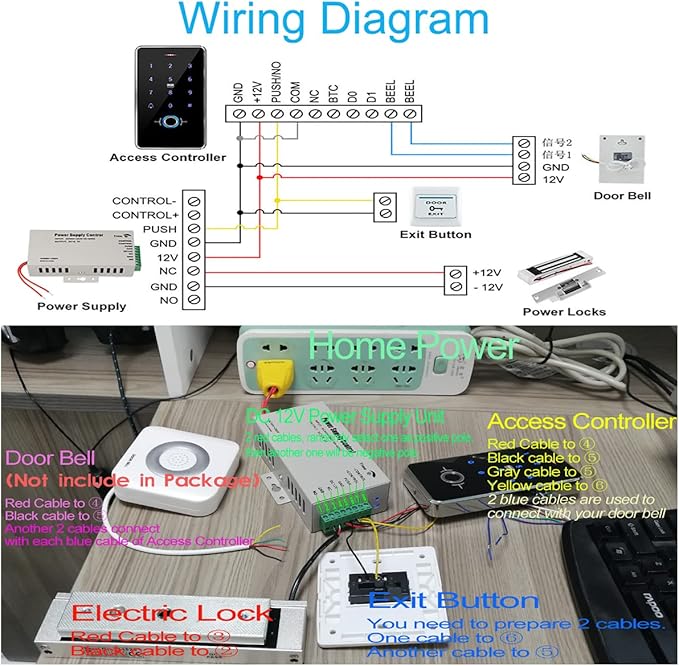 JASAG Fully Waterproof Fingerprints Access Control System Kit, Metal Shell RFID Keypad NFC Unlocking, with Upgraded 180KG (380lbs) Magnetic Lock and Professional Power Supply, for Door Lock Security