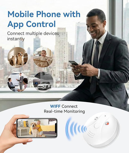 1080P HD Wireless WiFi Indoor Camera Smoke Detector for Home Security with App Control & Motion Detection,Outdoor Camera with Night Vision & Loop Recording for Office/Garage/Shop,Easy to Use & Install
