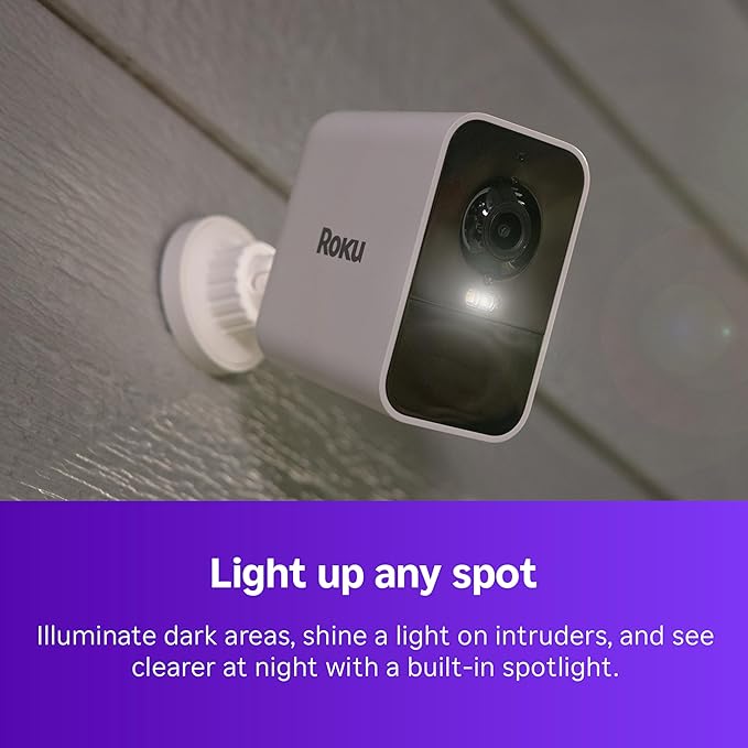 Roku Battery Camera Plus (2025 Model) – Weather‑Resistant Wireless Indoor/Outdoor Security Camera with 1080p HD, Two‑Way Audio & Long‑Life Rechargeable Battery (Renewed)