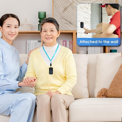 FullHouse Caregiver Pager Wireless Call Button Emergency Wristband | 1000+ Feet Range, Senior Alert Button to Call Family, Monitoring Calling System for Patient/Disabled at Home, IP55 Waterproof