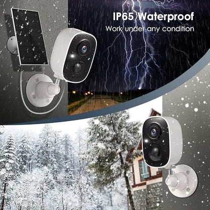 GMK Solar Security Cameras Wireless Outdoor 4 Pack, 2K Battery Powered Cameras for Home Security, Color Night Vision, Motion Detection, 2-Way Talk, IP65 Waterproof, Remote Access, Cloud/SD Storage