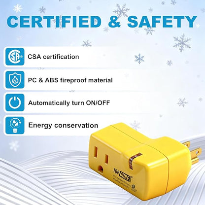 Automatic Thermostatic Plug, Suitable for Heating Tapes, Greenhouses, Well House Heaters, 38℉ Auto On/50℉ Auto Off, 2pcs