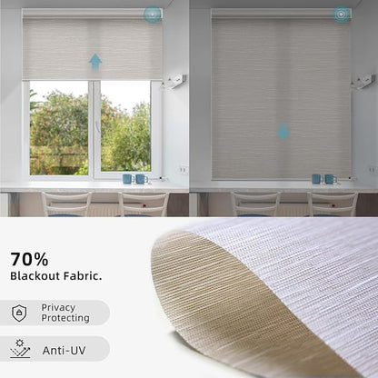 SmartWings Motorized Smart Blinds for Windows in Light Filtering, Electric Remote Roller Shades Compatible with Alexa/Google Home/Homekit, Custom Up to 110”W x 148”H, Essential Translucent Cream