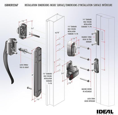 Ideal Security Pull Handle Set with Keyed Deadbolt, Screen Door Handle, Storm Door Handle, Matte Black (4-Piece Set)