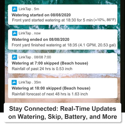 LinkTap D1 2-Zone Smart Hose Timer & Gateway, 2 Built-in Flow Meters | Irrigation by Weather/Volume/Duration, Real-Time Fault Detection & Alerts, Anti-Freeze Protection, Long Battery Life, IP66