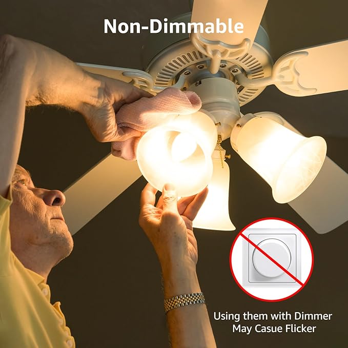 Lepro E12 LED Candelabra Light Bulbs, 5.5 watt, 40 watt Equivalent C37 B11 Ceiling Fan Bulb Chandelier Bulbs, 2700 Kelvin Warm White Type B Small Base Candle Lights, Frosted Plastic Shell, 3-Pack
