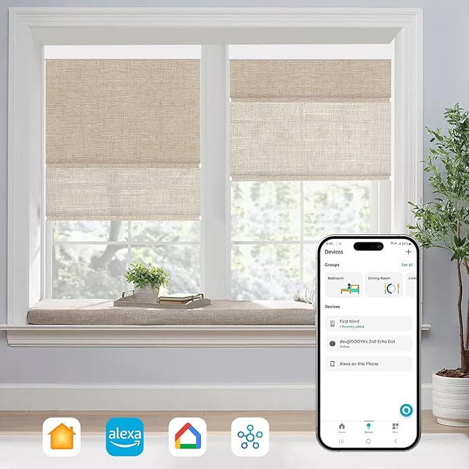 Kincmo Motorized Dual Shades, Custom Blackout & Light Filtering Motorized Blinds with Remote, Day and Night Smart Dual Roller Shades Work with Apple Homekit,Alexa,Google (Multicolor)