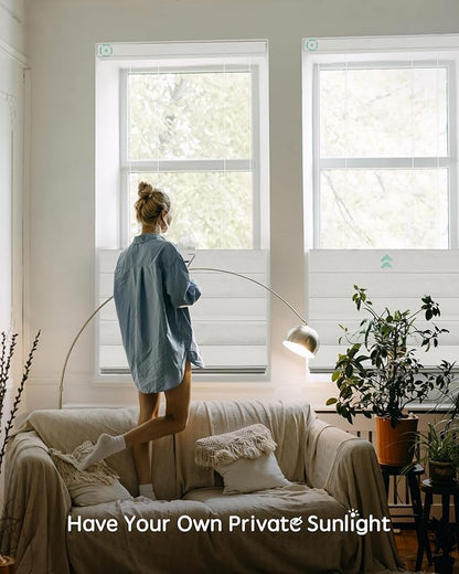 Yoolax Smart Top Down Bottom Up Roman Shades, Motorized Roman Shades with Remote, Blackout Smart Blinds Work with Alexa, Google Home, Apple Homekit for Living Room Bedroom, Customized (Foggy Thread)