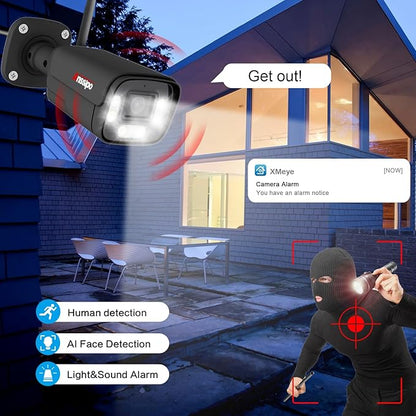8 Channel WiFi Security Camera System, 8X 3MP Plug-in Wired Outdoor Indoor Cameras, H.265 NVR Camera System with 2-Way Audio, Face/Motion Detection, Color Night Vision, Dual Alarms, Smart Playback