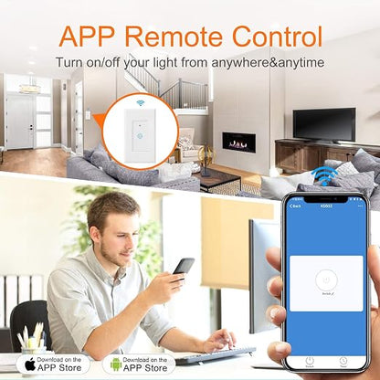 Upgraded Smart Light Switch WiFi Switch Touch Wall Switch 1 Gang | Compatible with Alexa Google Home (Turn On/Off Indicator Light )