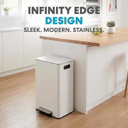 SIMPLI-MAGIC 13 Gallon / 50L Step Trash Can, Infinity Edge, Cloud Dancer