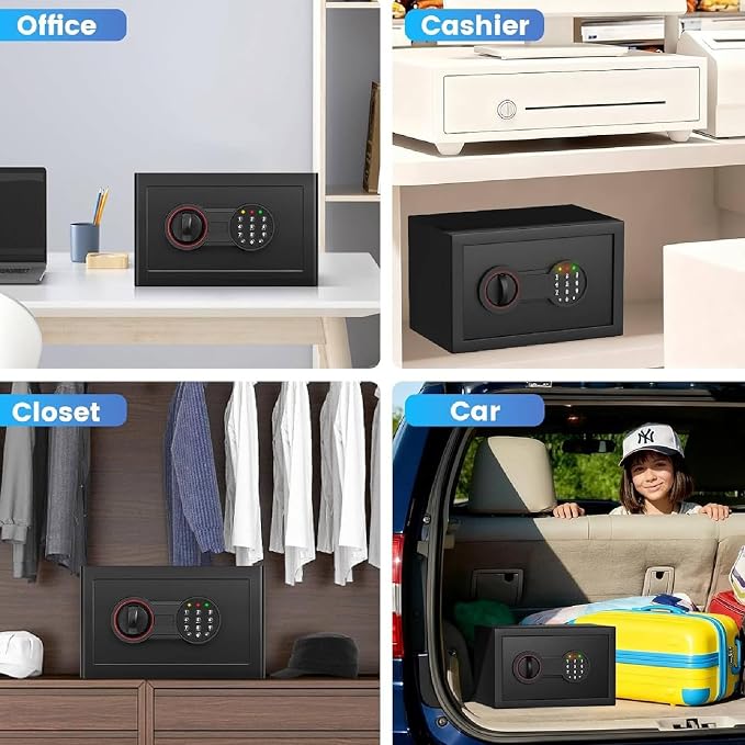 Small Safe for Home, 6.69"H Safe Box with Fireproof Waterproof Bag