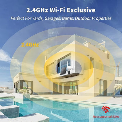 Solar Powered Security Camera, 360° Wireless Outdoor Camera,Motion Tracking, AI Alerts, Night Vision, 2-Way Audio,Waterproof,Surveillance Camera for Home & Business,Cloud Service, Alexa