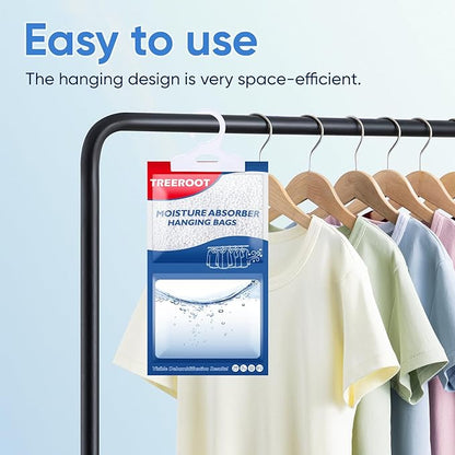 32 Pack Moisture Absorbers for Closet, 6.4OZ Hanging Closet Dehumidifier Bags, Hanging Humidity Absorber in Wardrobes, Kitchens and Bathrooms, Fragrance Free Portable Moisture bags