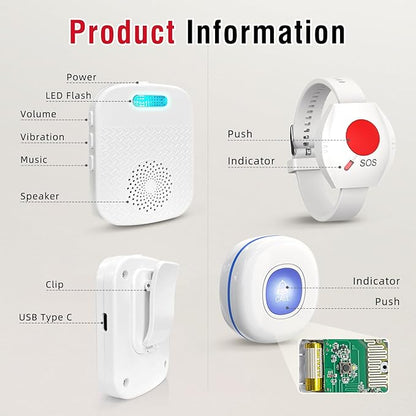CallToU Caregiver Pager Wireless Call Button for Elderly/Senior,2026 New Version Pager with Vibration & Rechargeable,Nurse Alert System for Home Care Seniors