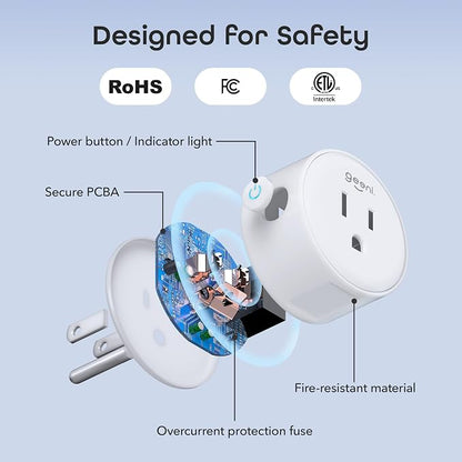 Geeni Dot Plug, 2.4 GHz Wi-Fi, Fire-Resistant, Schedule & Timer, 1-Pack | Compatible with Alexa and Google Home, schedule and automate power