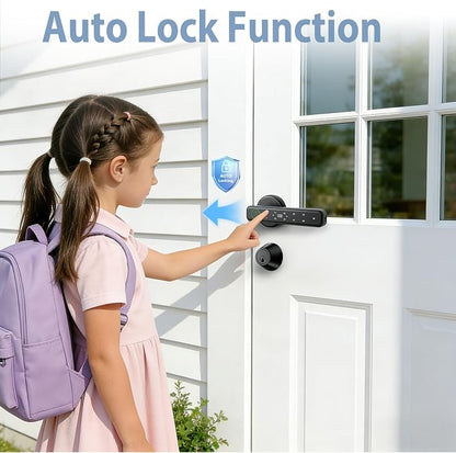 Smart Fingerprint Door Lock, Door Locks for Bedroom, Keyless Entry Door Knob (Fingerprint/Code/Key) Auto Lock for Apartment, Office-Black