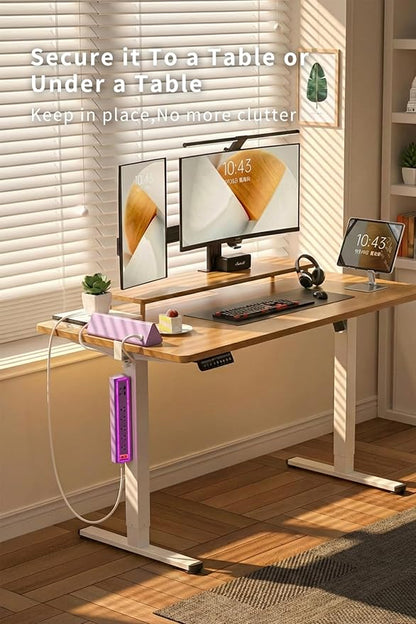 Desk Clamp Power Strip with Nightlight, 40W Fast Charging, 10FT Extension Cord, 4x20W USB-C & 2 USB Ports, 5 AC Outlets, Fits 1.69-Inch Table Edges