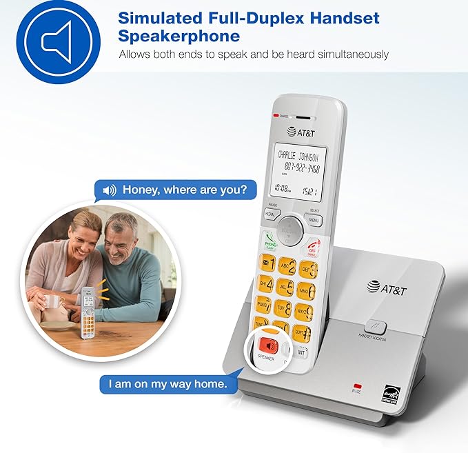AT&T EL51403 DECT 6.0 4-Handset Cordless Phone with Simulated Full-Duplex Speakerphone, Backlit LCD Display & Lighted Keypad, Caller ID/Call Waiting, Intercom, ECO Mode