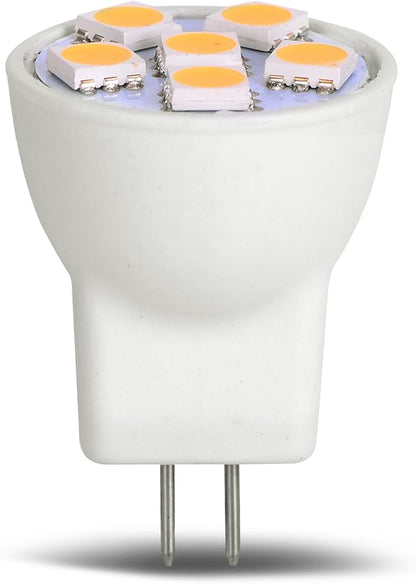 MR8 Light Bulb LED Replacement For Mini Halogen Recessed Lamps 12 Volt 1" Diameter GU4 RV Boat Camper Yacht Train Motor Home Interior Tiny House Ship Van Truck Sprinter Lighting - Cool White - 6 Pack