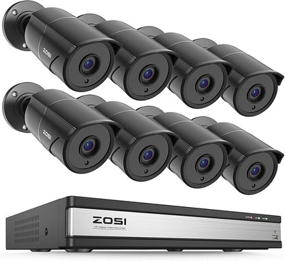 ZOSI 16CH 3K Lite Security Camera System with Audio, AI Human/Vehicle Detection, Night Vision, 8 x 1080P Metal Weatherproof Wired Cameras, 16 Channel Surveillance DVR for 24/7 Recording (NO HDD)