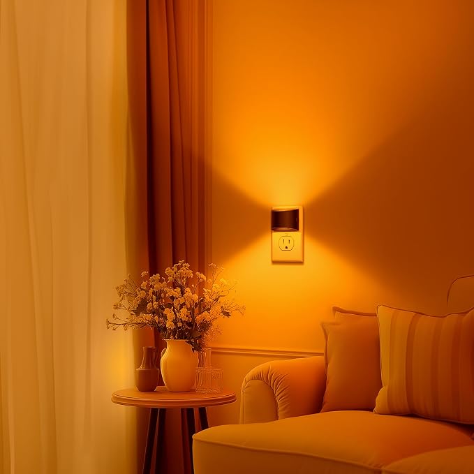 DORESshop Night Light, Night Lights Plug into Wall, Adjustable, Amber | 3 Level Brightness Adjustable Night Light, Dusk to Dawn Sensor, Nightlights for Adults, Bedroom, Bathroom, Hallway, 2 packs