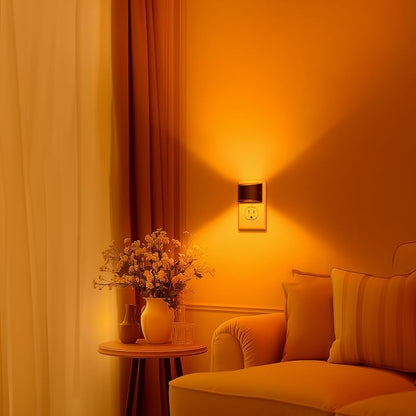 DORESshop Night Light, Night Lights Plug into Wall, Adjustable, Amber | 3 Level Brightness Adjustable Night Light, Dusk to Dawn Sensor, Nightlights for Adults, Bedroom, Bathroom, Hallway, 2 packs
