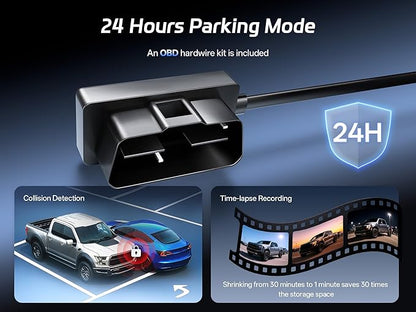 Pelsee 4K+2.5K Mirror Dash Cam with Front Starvis 2 IMX678 & Rear IMX335, 12" Rear View Mirror Camera, Color Night Vision, 5.8GHz WiFi, ADAS & BSD, Included OBD Hardwire Kit, 128GB Card, P12 Pro Max