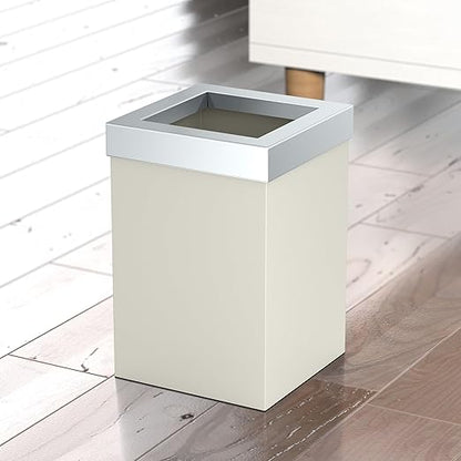 Gatco Small Bathroom Trash Can with Lid, Square 3 Gallon Stainless Steel Wastebasket, Under Sink, Matte Pearl and Chrome, for Bathroom, Bedroom, Office (1935C)
