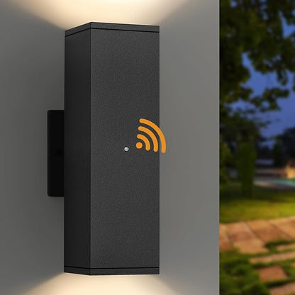 Dusk to Dawn Outdoor Lighting, LED Square Up and Down Outdoor Sconce Lights, Matte Black Exterior Lighting Fixtures with 7W LED Bulbs, Front Porch Lights for house, Garage, Patio, Doorway, 1 Pack