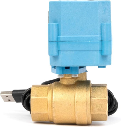 U.S. Solid WiFi Smart Motorized Ball Valve 3/4 inch NPT for Water Control & Irrigation, 2 Way Brass Electric Valve, USB Powered, LED Status Indicator, Flow Direction Window, Remote On/Off Control
