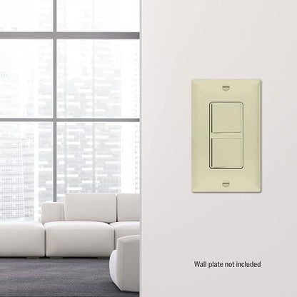 ENERLITES Ivory Double Paddle Decorator 3-Way Switch, 15A, 1 Pack