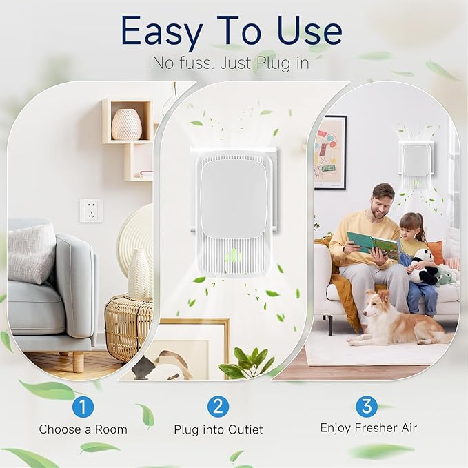 Plug In Negative Ion Air Purifier – 4 Pack Quiet Air Ionizers, Mini Air Fresheners for Home, Bedroom, Office, Kitchen, Portable Odor Eliminator for Smoke, Dust, Pet Smell