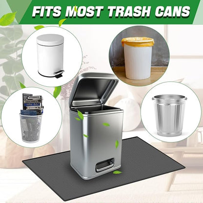 Tinideya Waterproof Trash Can Mat with Raised Edge Non Slip Under Garbage Mat Trash Can Pads Protective Silicone Rubber Tray for Kitchen to Avoid Spills Floor Scratches(Black,11.8" X 18.9")
