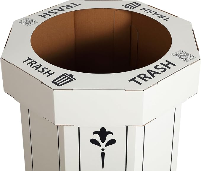 happimess Fleur 25 Gal Trash Can Bin, Bridal Ivory, Set of 2