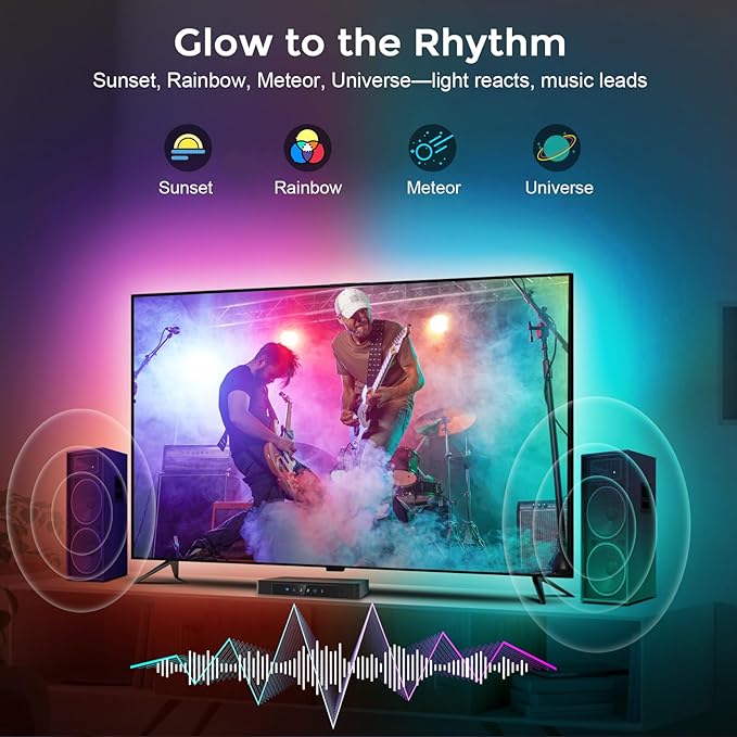 LightingWill 9.8ft LED TV Backlight Strip for 40-50 Inch TVs, Smart RGB-IC TV Backlight Sync to Screen with 4K HDR HDMI Sync Box, Compatible with Alexa & Google Home