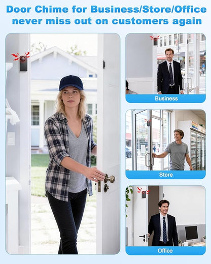 Wireless Door Alarm, 110dB Loud Door Chimes When Door Opens - Door Sensor Alarm with Remote, Battery Operated, for Home Security, Kids Safety, Dementia, Windows(2 Pack)