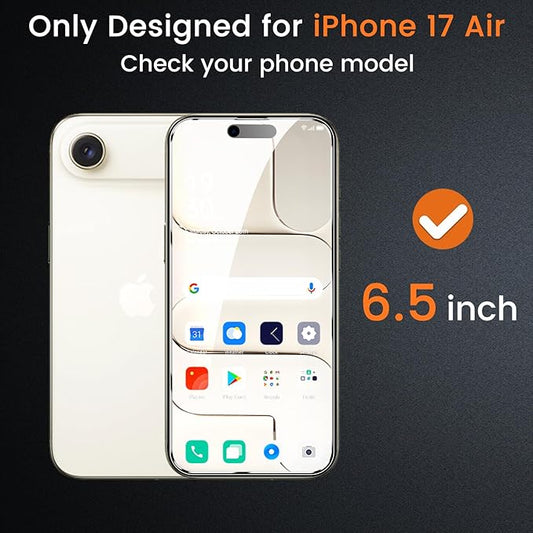 Lesakit 4 Pack Privacy Screen Protector for iPhone 17 Air 6.5-Inch with 4 Pack Camera Lens Protector, Anti Spy Tempered Glass Film 9H Hardness Bubble Free Case Friendly