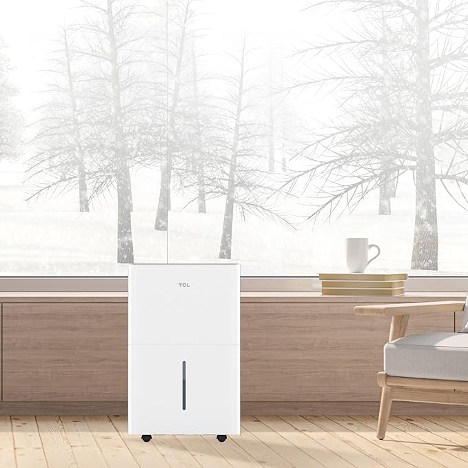 TCL 4,500 Sq. Ft. Smart Dehumidifier, Energy Star Most Efficient 2024, 50 Pints Per Day, Ideal for Basements, Rooms, and Other Living Spaces, Compatible with Alexa/Google Assistant – H50D44W
