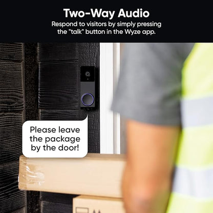 WYZE Wireless Duo Cam Video Doorbell (Chime Included), Battery Powered, 2K Full HD Video, 2 Cameras (People and Package), 2-Way Audio, Color Night Vision