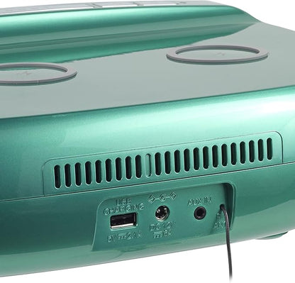 Studebaker Workstaton HiFi Music System with Bluetooth, FM Radio, CD, and Qi Wireless Charging Station (Teal)