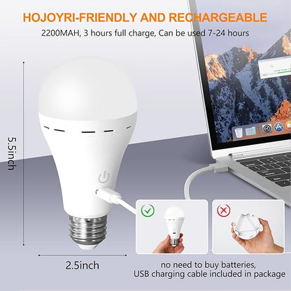 4Packs Magic Rechargeable Light Bulbs with Remote Control, E26 Cordless Battery Operated Light Bulb for Lamps, Wireless No Electricity Smart Battery Powered LED Bulb, 2200mAh/Dimmable/Timer