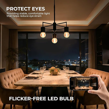 GvvooHome Dimmable G16.5 Light Bulb 2700K Warm White, 4W, 40 watt Equivalent, E26 LED Globe Bulb, Round Edison Bulbs for Ceiling Fan, Chandeliers, 90+CRI 400LM, 12 Pack