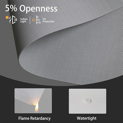Motorized Solar Shades, Light Filtering Smart Blinds for Windows Automatic Blinds Compatible with Alexa, Falme Resistant Roller Shades Customized for Office Living Room (5% Openness Grey)