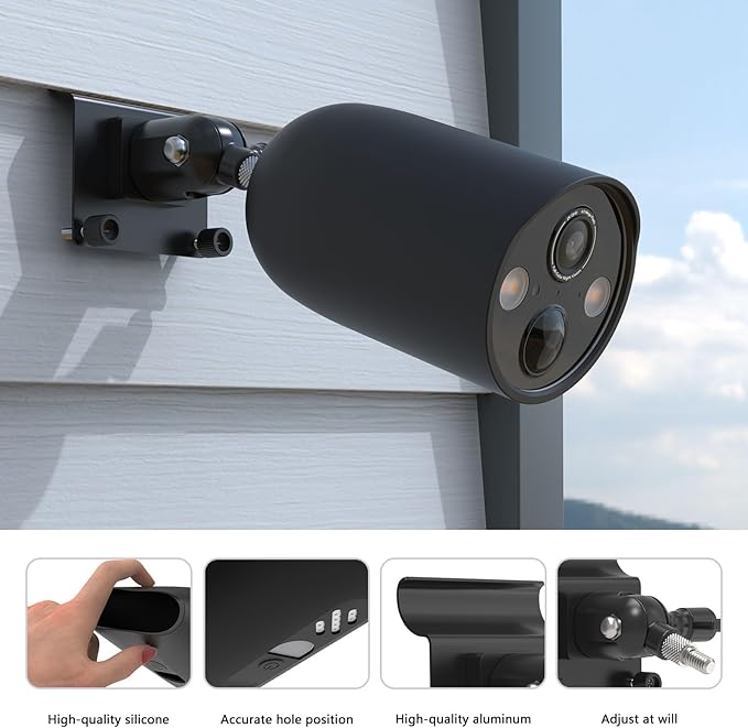 Vinyl Siding Mount + Silicone Skin Cover for TP-Link Tapo MagCam 2024 PCMag(Tapo C425) and Tapo SolarCam 2K Security Cameras (Black)